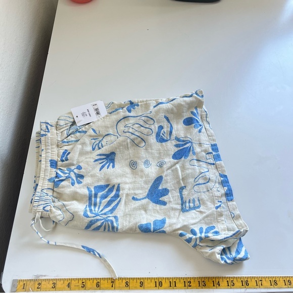 Lucky Brand The Beach Linen Short Blue Coral Print Pants Size S NWT - Picture 7 of 12